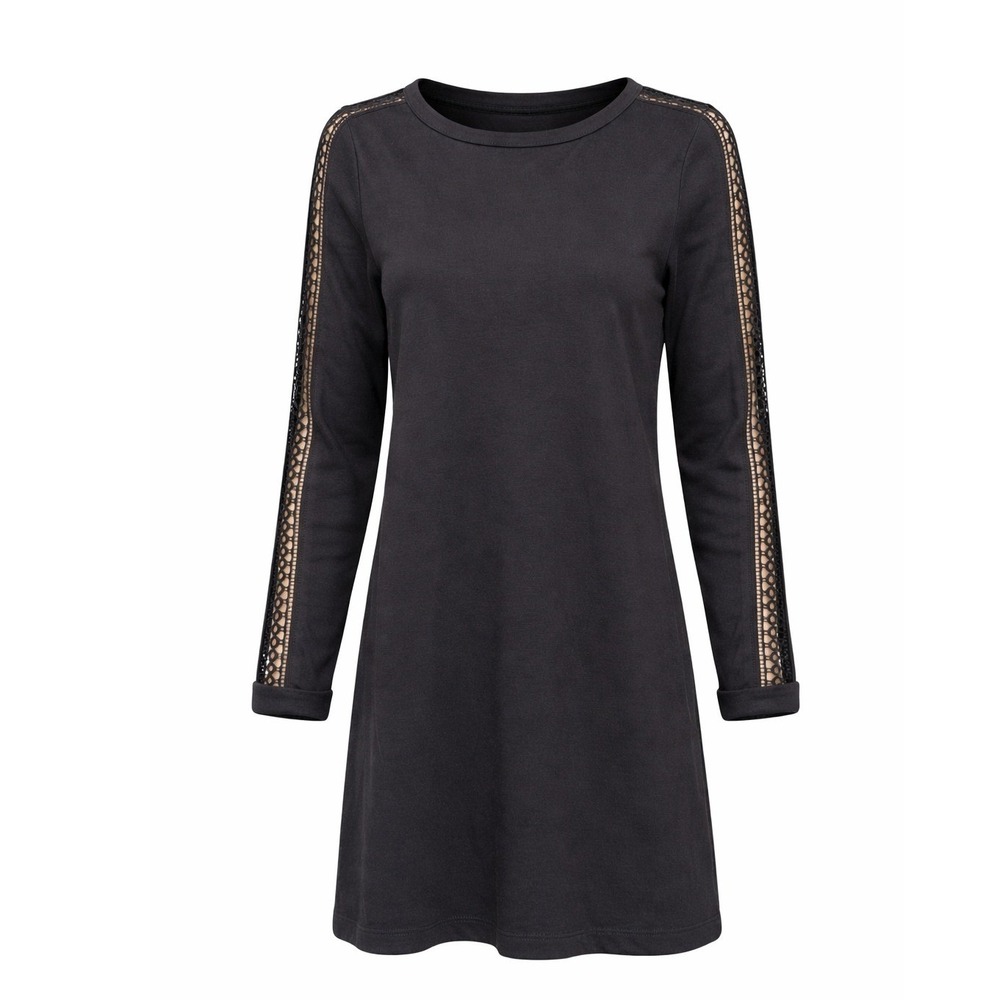 LOFT Womens Long Sleeve Open Embroidered Sleeve Shirt Dress‎ Size M Minimalist